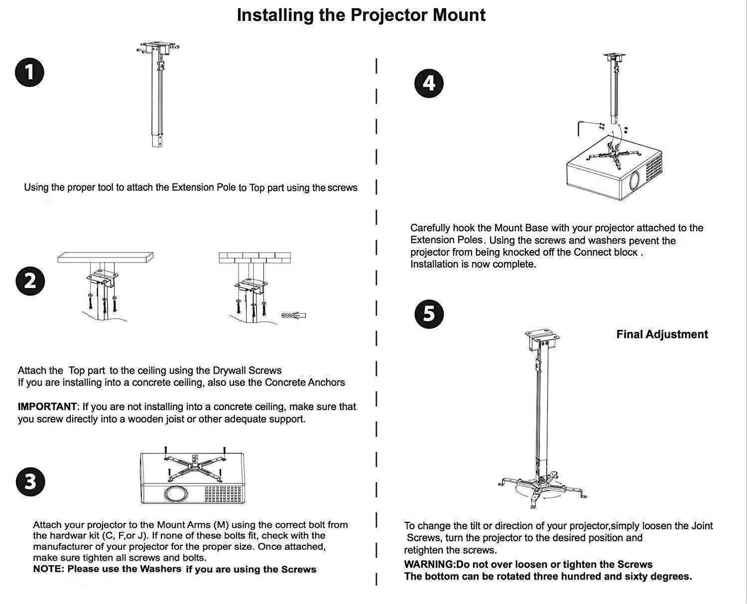 Projector Stand Ceiling Mount 4Ft view 4